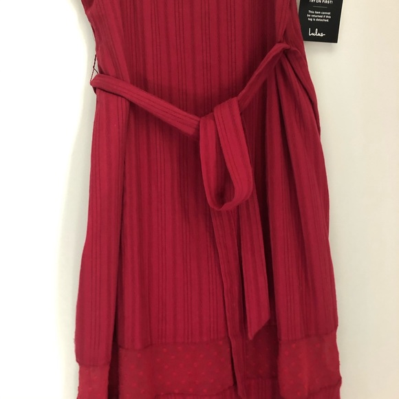 Lulus Red Boho Midi Dress with Pompom Trim - Picture 8 of 15